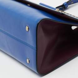 Bvlgari Blue Leather Small Serpenti Scaglie Flap Top Handle Bag