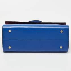 Bvlgari Blue Leather Small Serpenti Scaglie Flap Top Handle Bag