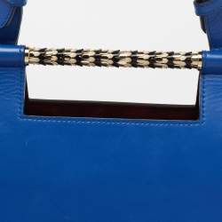 Bvlgari Blue Leather Small Serpenti Scaglie Flap Top Handle Bag