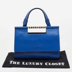 Bvlgari Blue Leather Small Serpenti Scaglie Flap Top Handle Bag