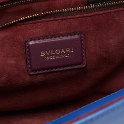Bvlgari Blue Leather Small Serpenti Scaglie Flap Top Handle Bag