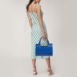 Bvlgari Blue Leather Small Serpenti Scaglie Flap Top Handle Bag