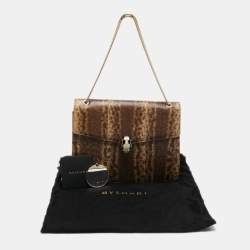 Pre Owned Bvlgari Brown Karung Leather Medium Serpenti Forever Shoulder Bag