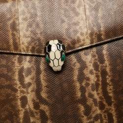 Pre Owned Bvlgari Brown Karung Leather Medium Serpenti Forever Shoulder Bag