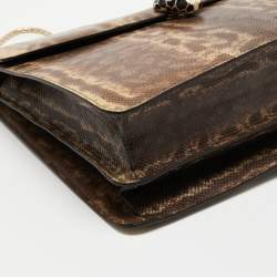 Pre Owned Bvlgari Brown Karung Leather Medium Serpenti Forever Shoulder Bag