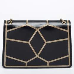 مملوكة مسبقًا Bvlgari Black Leather Serpenti Forever Chain Frame Shoulder Bag