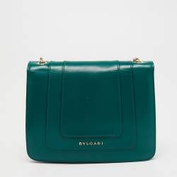 Bvlgari Green Leather Small Serpenti Forever Shoulder Bag