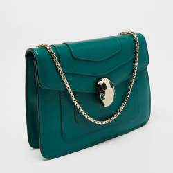 Bvlgari Green Leather Small Serpenti Forever Shoulder Bag