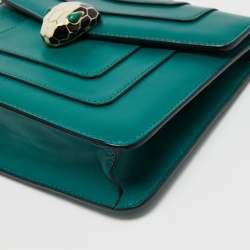 Bvlgari Green Leather Small Serpenti Forever Shoulder Bag