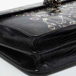 Bvlgari Black Lizard Medium Serpenti Flap Shoulder Bag