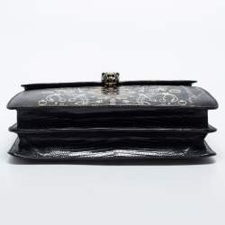 Bvlgari Black Lizard Medium Serpenti Flap Shoulder Bag