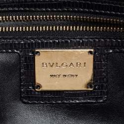 Bvlgari Black Lizard Medium Serpenti Flap Shoulder Bag