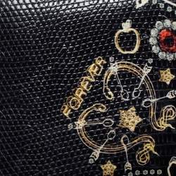 Bvlgari Black Lizard Medium Serpenti Flap Shoulder Bag