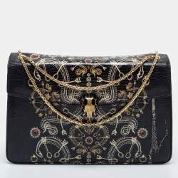 Bvlgari Black Lizard Medium Serpenti Flap Shoulder Bag