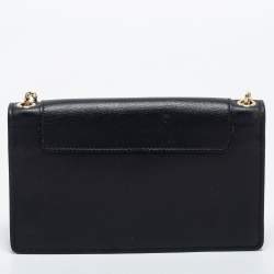 Bvlgari Black Leather Flap Crossbody Bag