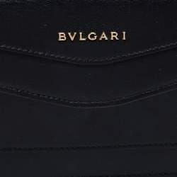 Bvlgari Black Leather Flap Crossbody Bag