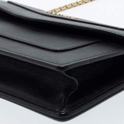 Bvlgari Black Leather Flap Crossbody Bag
