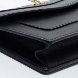 Bvlgari Black Leather Flap Crossbody Bag