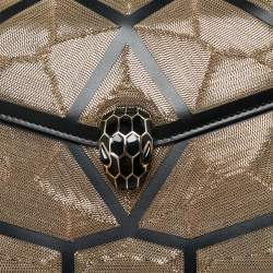 Pre Owned Bvlgari Black Million Chain Motif Leather Serpenti Forever Top Handle Bag