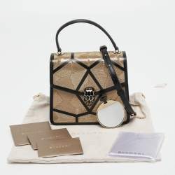 Pre Owned Bvlgari Black Million Chain Motif Leather Serpenti Forever Top Handle Bag