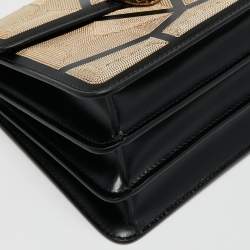 Pre Owned Bvlgari Black Million Chain Motif Leather Serpenti Forever Top Handle Bag