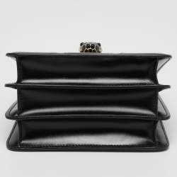 Pre Owned Bvlgari Black Million Chain Motif Leather Serpenti Forever Top Handle Bag