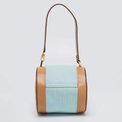 مملوكة مسبقًا Bvlgari Brown/Light Beige Logo Mania Canvas and Leather Cylinder Bag