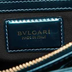 Pre Owned Bvlgari Green Patent Leather Medium Serpenti Forever Flap Shoulder Bag