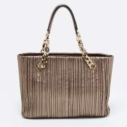 Pre Owned Bvlgari Metallic Leather Monte Chain Shopper Tote