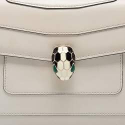 Bvlgari Off White Leather Medium Serpenti Forever Shoulder Bag