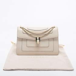 Bvlgari Off White Leather Medium Serpenti Forever Shoulder Bag
