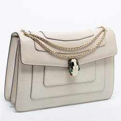 Bvlgari Off White Leather Medium Serpenti Forever Shoulder Bag