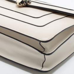 Bvlgari Off White Leather Medium Serpenti Forever Shoulder Bag