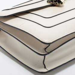 Bvlgari Off White Leather Medium Serpenti Forever Shoulder Bag