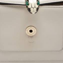 Bvlgari Off White Leather Medium Serpenti Forever Shoulder Bag