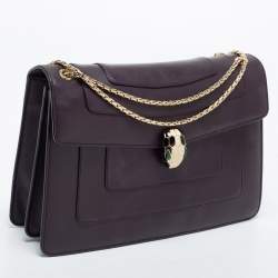 Bvlgari Purple Leather Medium Serpenti Forever Flap Shoulder Bag