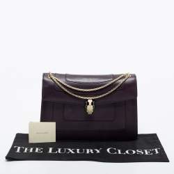 Bvlgari Purple Leather Medium Serpenti Forever Flap Shoulder Bag