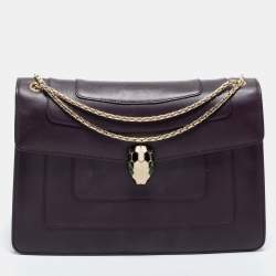 Bvlgari Purple Leather Medium Serpenti Forever Flap Shoulder Bag