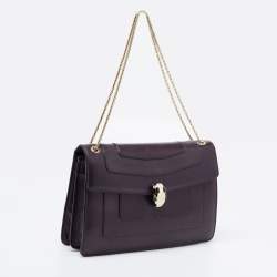 مملوكة مسبقًا Bvlgari Plum Leather Medium Serpenti Forever Shoulder Bag