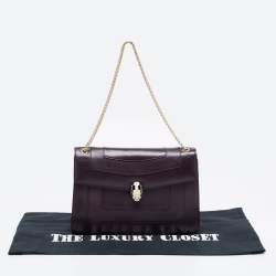 مملوكة مسبقًا Bvlgari Plum Leather Medium Serpenti Forever Shoulder Bag
