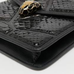Bvlgari Black Leather and Python Small Serpenti Forever Shoulder Bag
