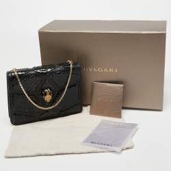 Bvlgari Black Leather and Python Small Serpenti Forever Shoulder Bag