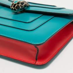 Pre Owned Bvlgari Green/Red Leather Small Serpenti Forever Shoulder Bag