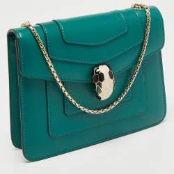 Bvlgari Green Leather Serpenti Forever Shoulder Bag