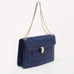 Bvlgari Blue Leather Medium Serpenti Forever Shoulder Bag