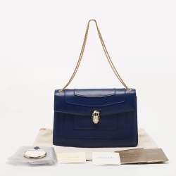 Bvlgari Blue Leather Medium Serpenti Forever Shoulder Bag