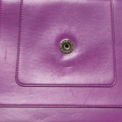 Pre Owned Bvlgari Purple Leather Large Serpenti Forever Shoulder Bag