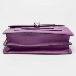 Pre Owned Bvlgari Purple Leather Large Serpenti Forever Shoulder Bag