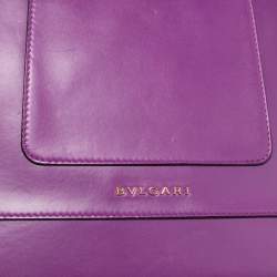 Pre Owned Bvlgari Purple Leather Large Serpenti Forever Shoulder Bag