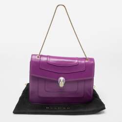 Pre Owned Bvlgari Purple Leather Large Serpenti Forever Shoulder Bag